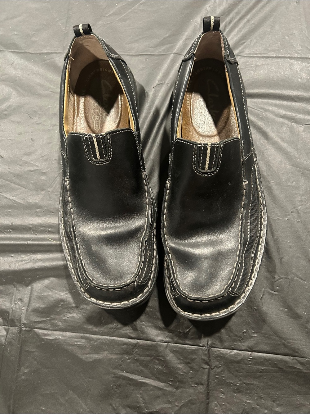 Clarks Black Slip-On Leather Casual Loafers